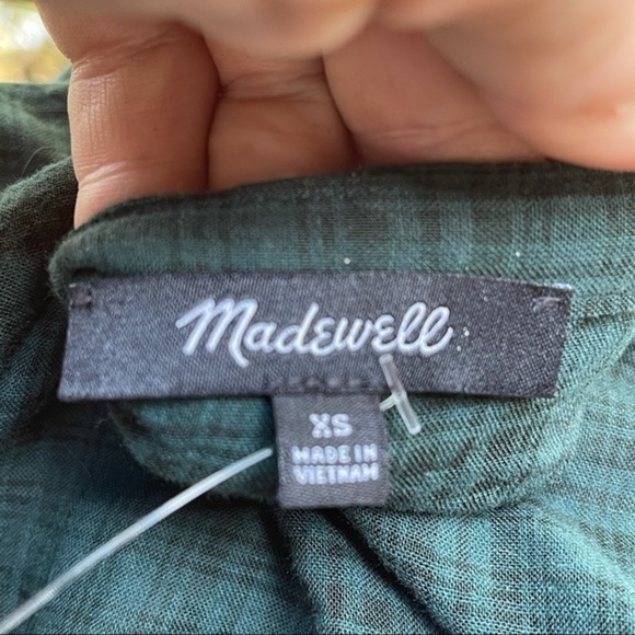 Madewell Shirt Top Plaid Balloon-Sleeve Peasant Top - Picture 4 of 4